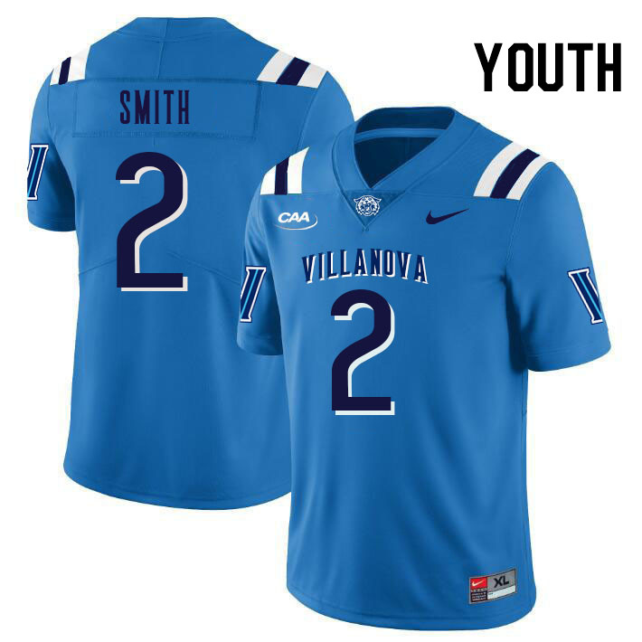 Youth #2 Eli Smith Villanova Wildcats College Football Jerseys Stitched Sale-Light Blue